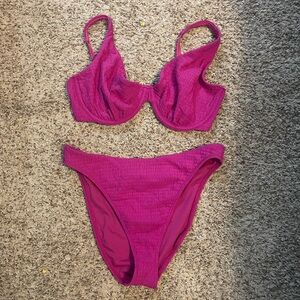 NWOT Abercrombie & Fitch Curve Love Pink Bikini Swim Set
